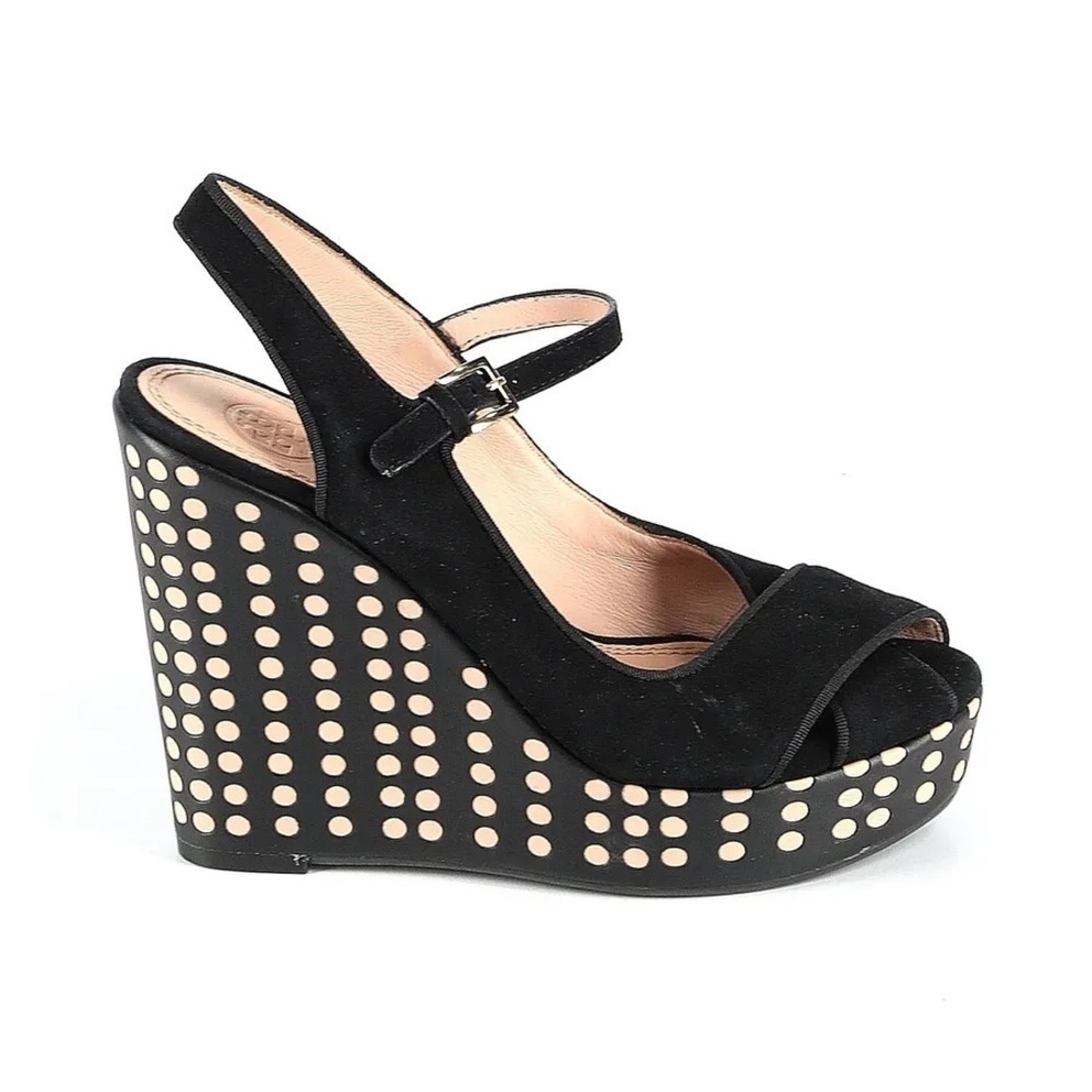 Tory Burch Black Studded Wedges